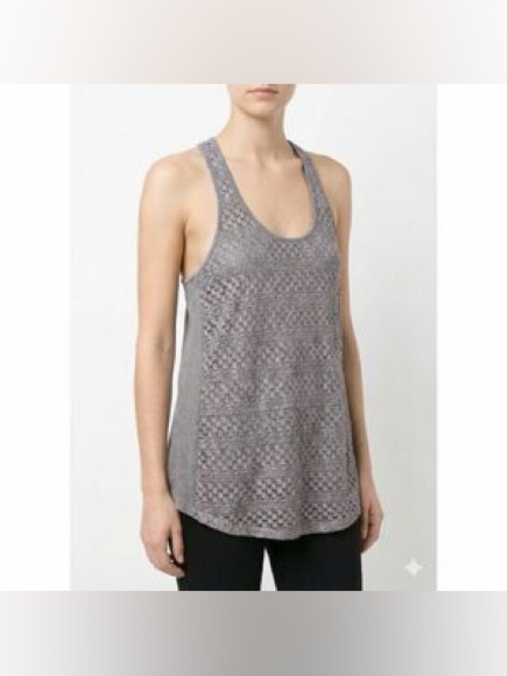 Lucky Brand Boho Gray Crochet Lace Racerback Tank Top size medium